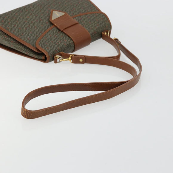 SAINT LAURENT Hand Bag Coated Canvas 2way Khaki Gold Auth bs34511