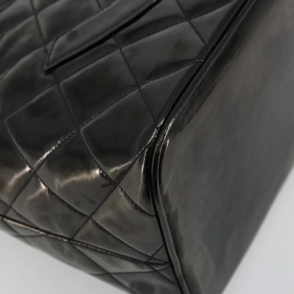 CHANEL Matelasse Reprint Tote Bag Patent leather Black Gold CC Auth bs34512A