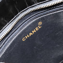 CHANEL Matelasse Reprint Tote Bag Patent leather Black Gold CC Auth bs34512A-17