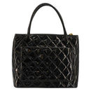 CHANEL Matelasse Reprint Tote Bag Patent leather Black Gold CC Auth bs34512A-2