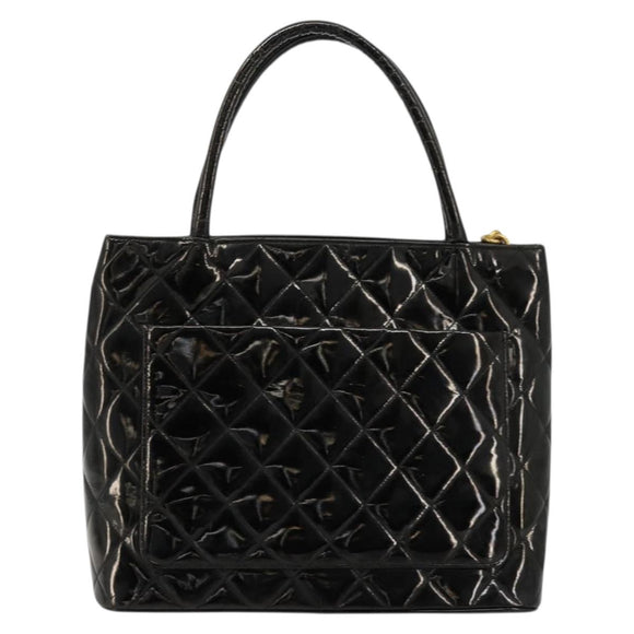 CHANEL Matelasse Reprint Tote Bag Lakleer Zwart Goud CC Auth bs34512A