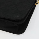 CHANEL Matelasse Chain Shoulder Bag Cotton Black Gold CC Auth bs34514-14