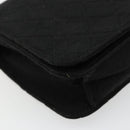 CHANEL Matelasse Chain Shoulder Bag Cotton Black Gold CC Auth bs34514-15