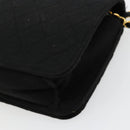CHANEL Matelasse Chain Shoulder Bag Cotton Black Gold CC Auth bs34514-16