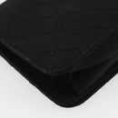 CHANEL Matelasse Chain Shoulder Bag Cotton Black Gold CC Auth bs34514-17