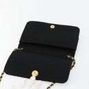 CHANEL Matelasse Chain Shoulder Bag Cotton Black Gold CC Auth bs34514-20