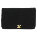 CHANEL Matelasse Chain Shoulder Bag Cotton Black Gold CC Auth bs34514-13