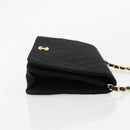 CHANEL Matelasse Chain Shoulder Bag Cotton Black Gold CC Auth bs34514-3