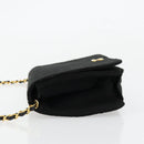 CHANEL Matelasse Chain Shoulder Bag Cotton Black Gold CC Auth bs34514-4