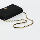 CHANEL Matelasse Chain Shoulder Bag Cotton Black Gold CC Auth bs34514-7
