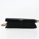 CHANEL Matelasse Chain Shoulder Bag Cotton Black Gold CC Auth bs34514-5
