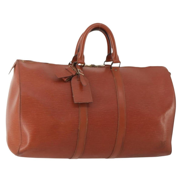 LOUIS VUITTON Epi Keepall 45 Boston Bag Brown M42978 LV Auth bs34522