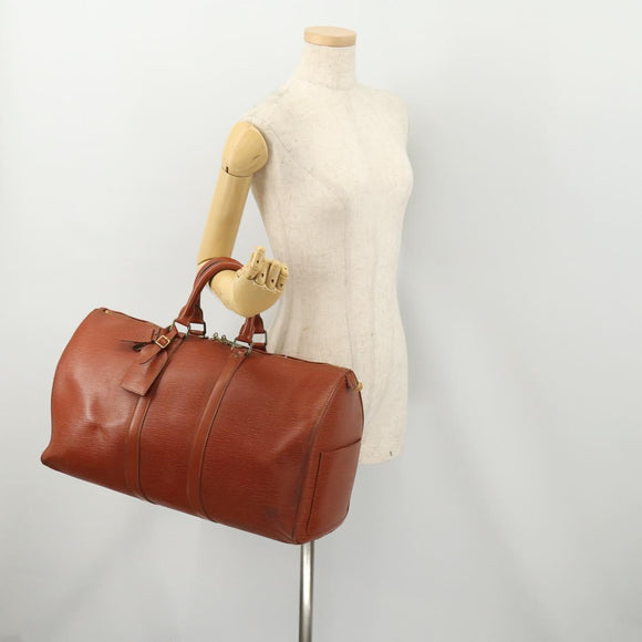 LOUIS VUITTON Epi Keepall 45 Boston Bag Brown M42978 LV Auth bs34522