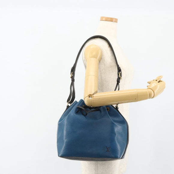 LOUIS VUITTON Epi Petit Noe Shoulder Bag Bicolor Black Blue M44152 Auth bs34523