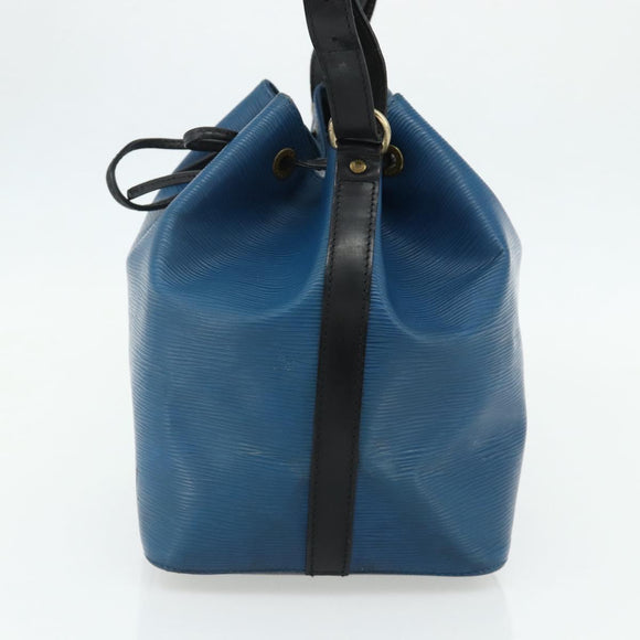 LOUIS VUITTON Epi Petit Noe Shoulder Bag Bicolor Black Blue M44152 Auth bs34523