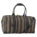 FENDI Pecan Canvas Boston Bag PVC 2way Brown Black Auth bs34526-1