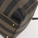 FENDI Pecan Canvas Boston Bag PVC 2way Brown Black Auth bs34526-12
