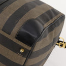 FENDI Pecan Canvas Boston Bag PVC 2way Brown Black Auth bs34526-14