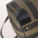 FENDI Pecan Canvas Boston Bag PVC 2way Brown Black Auth bs34526-15