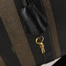 FENDI Pecan Canvas Boston Bag PVC 2way Brown Black Auth bs34526-17