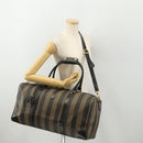 FENDI Pecan Canvas Boston Bag PVC 2way Brown Black Auth bs34526-27