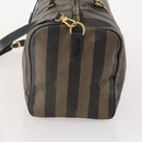 FENDI Pecan Canvas Boston Bag PVC 2way Brown Black Auth bs34526-4