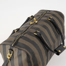 FENDI Pecan Canvas Boston Bag PVC 2way Brown Black Auth bs34526-6