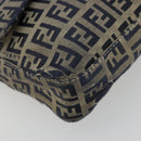 FENDI Zucchino Canvas Mamma Baguette Shoulder Bag Navy Silver Auth bs34528-16