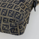 FENDI Zucchino Canvas Mamma Baguette Shoulder Bag Navy Silver Auth bs34528-17