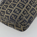 FENDI Zucchino Canvas Mamma Baguette Shoulder Bag Navy Silver Auth bs34528-18