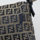 FENDI Zucchino Canvas Mamma Baguette Shoulder Bag Navy Silver Auth bs34528-8