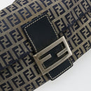 FENDI Zucchino Canvas Mamma Baguette Shoulder Bag Navy Silver Auth bs34528-19