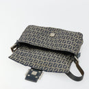 FENDI Zucchino Canvas Mamma Baguette Shoulder Bag Navy Silver Auth bs34528-10