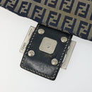 FENDI Zucchino Canvas Mamma Baguette Shoulder Bag Navy Silver Auth bs34528-20