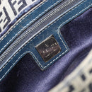 FENDI Zucchino Canvas Mamma Baguette Shoulder Bag Navy Silver Auth bs34528-21