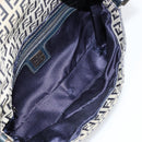 FENDI Zucchino Canvas Mamma Baguette Shoulder Bag Navy Silver Auth bs34528-11