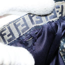 FENDI Zucchino Canvas Mamma Baguette Shoulder Bag Navy Silver Auth bs34528-24