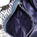 FENDI Zucchino Canvas Mamma Baguette Shoulder Bag Navy Silver Auth bs34528-26