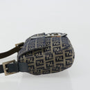 FENDI Zucchino Canvas Mamma Baguette Shoulder Bag Navy Silver Auth bs34528-4