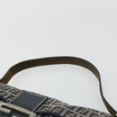 FENDI Zucchino Canvas Mamma Baguette Shoulder Bag Navy Silver Auth bs34528-14
