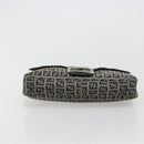 FENDI Zucchino Canvas Mamma Baguette Shoulder Bag Navy Silver Auth bs34528-5
