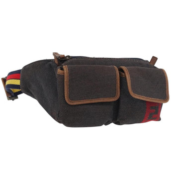 FENDI Waist bag Canvas Brown Auth bs34529