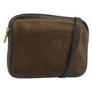 LOEWE Anagram Shoulder Bag Leather Brown Gold Auth bs34530-1