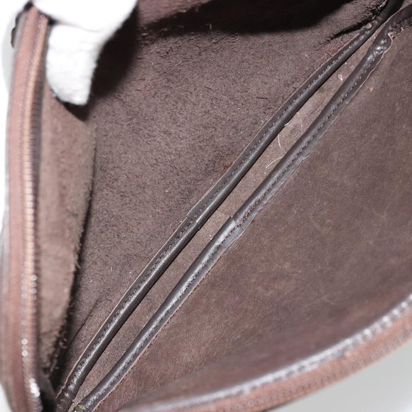 LOEWE Anagram Shoulder Bag Leather Brown Gold Auth bs34530