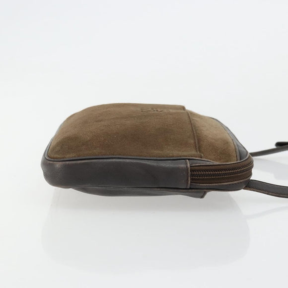 LOEWE Anagram Shoulder Bag Leather Brown Gold Auth bs34530