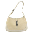 GUCCI Jackie Shoulder Bag Coated Canvas Beige Silver 001 3735 Auth bs34532-13