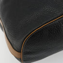 Christian Dior Purse Shoulder Bag Leather Black Gold Auth bs34533-11