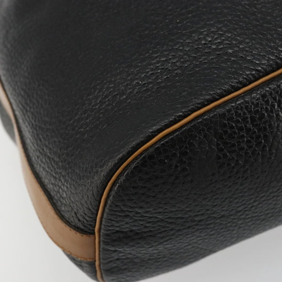 Christian Dior Purse Shoulder Bag Leather Black Gold Auth bs34533