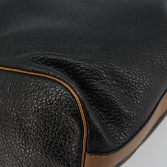 Christian Dior Purse Shoulder Bag Leather Black Gold Auth bs34533