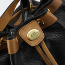Christian Dior Purse Shoulder Bag Leather Black Gold Auth bs34533-14